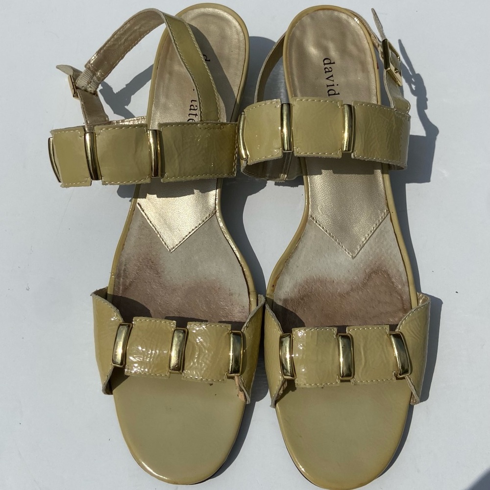 David Tate patent leather cream/gold sandals size 10.5S